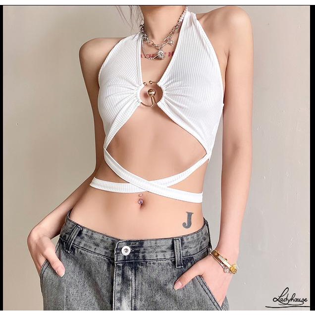 Áo Hai Dây Hở Rốn Màu Trơn Thời Trang Gợi Cảm Cho Nữ