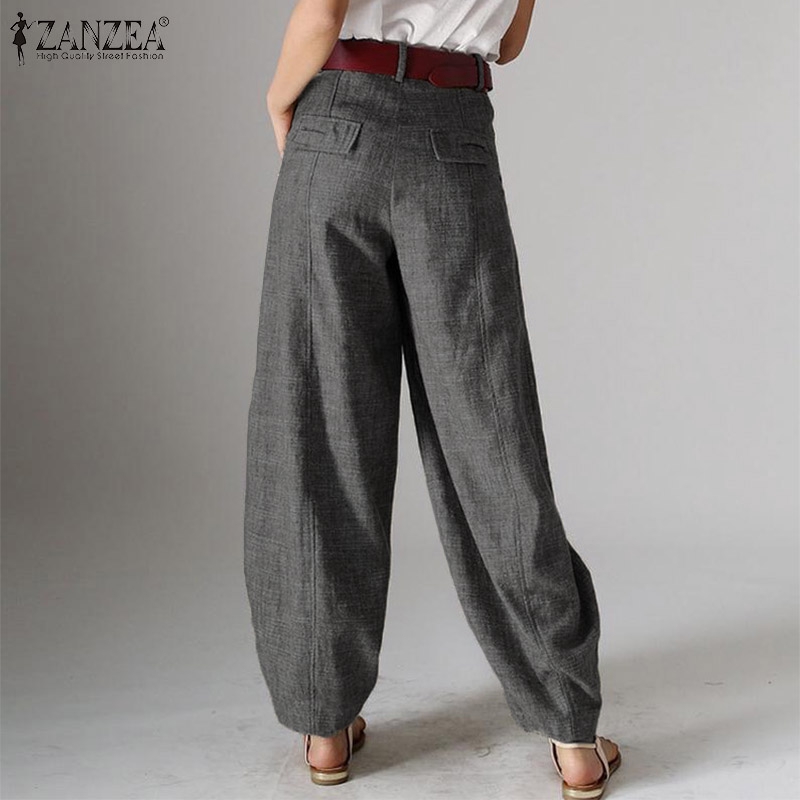 ZANZEA Quần baggy lưng cao ống rộng kiểu dáng thời trang dành cho nữ