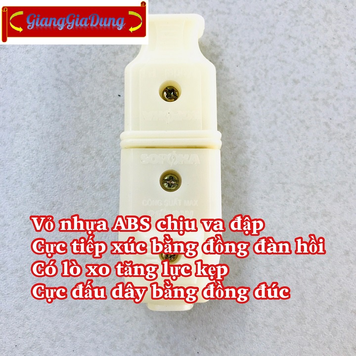 Bộ Nối Nguồn Điện Chịu Tải N2000W Gồm Phích Đực - Dương Và Phích Cái - Âm SOPOKA Chống Vỡ
