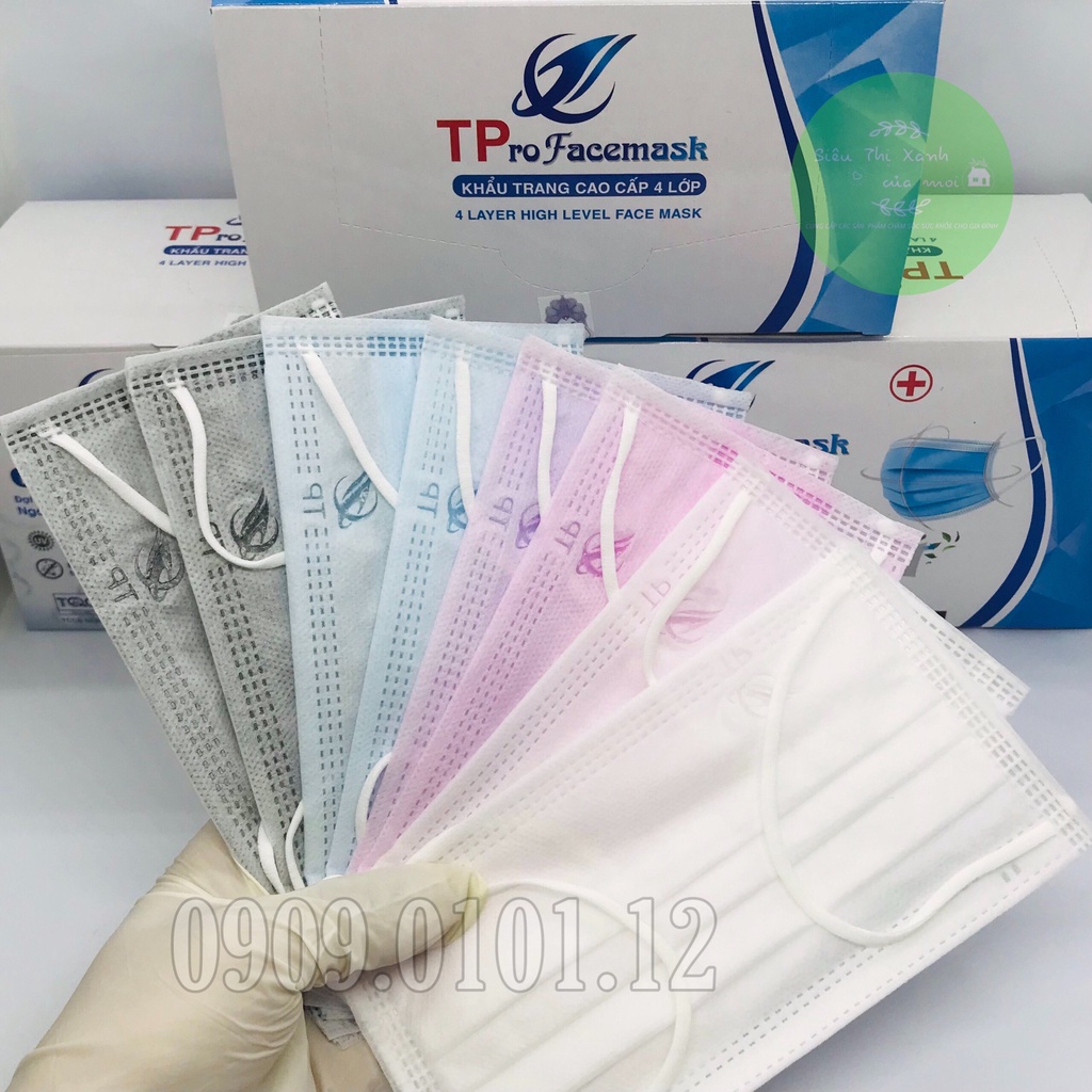 Khẩu trang y tế 4 lớp chính hãng TP pro mask hộp 50 cái