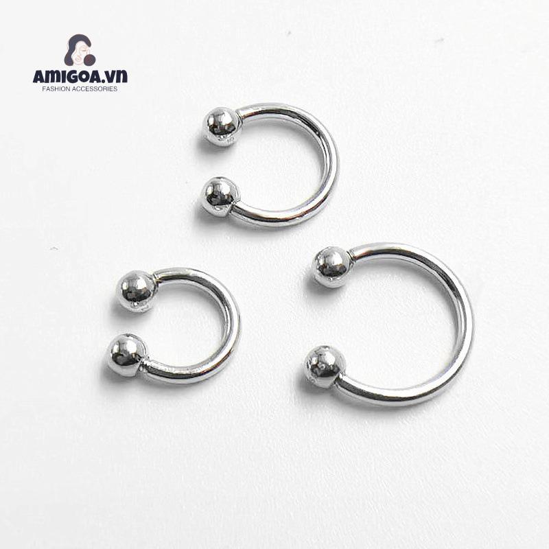 ✨✨1 đôi khuyên tai hình bán nguyệt bằng thép không gỉ unisex