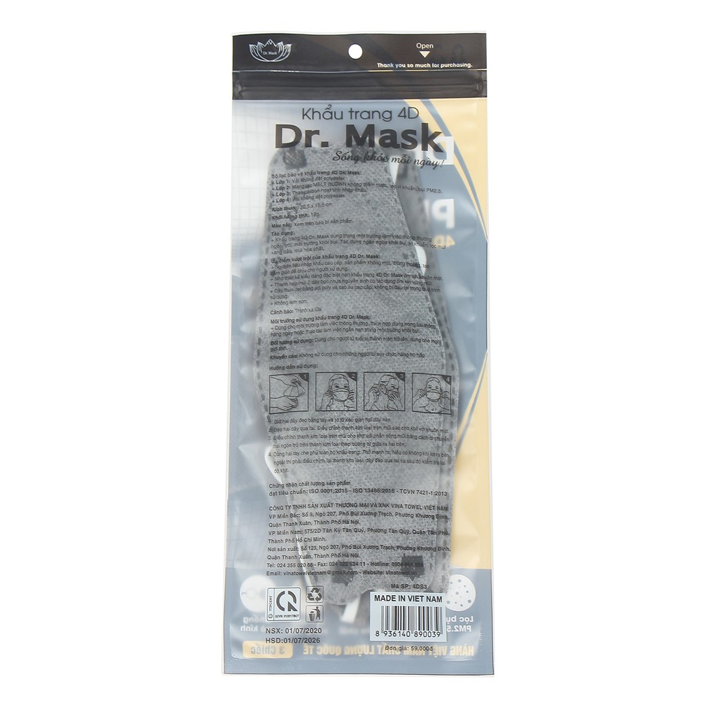 Túi Khẩu trang Dr.Mask 4D S3 3 chiếc