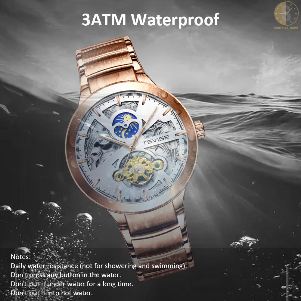 Đồng hồ cơ đeo tay dây bằng thép không gỉ thương hiệu TEVISE T845B chống thấm nước 3ATM thiết kế sang trọng cho nam