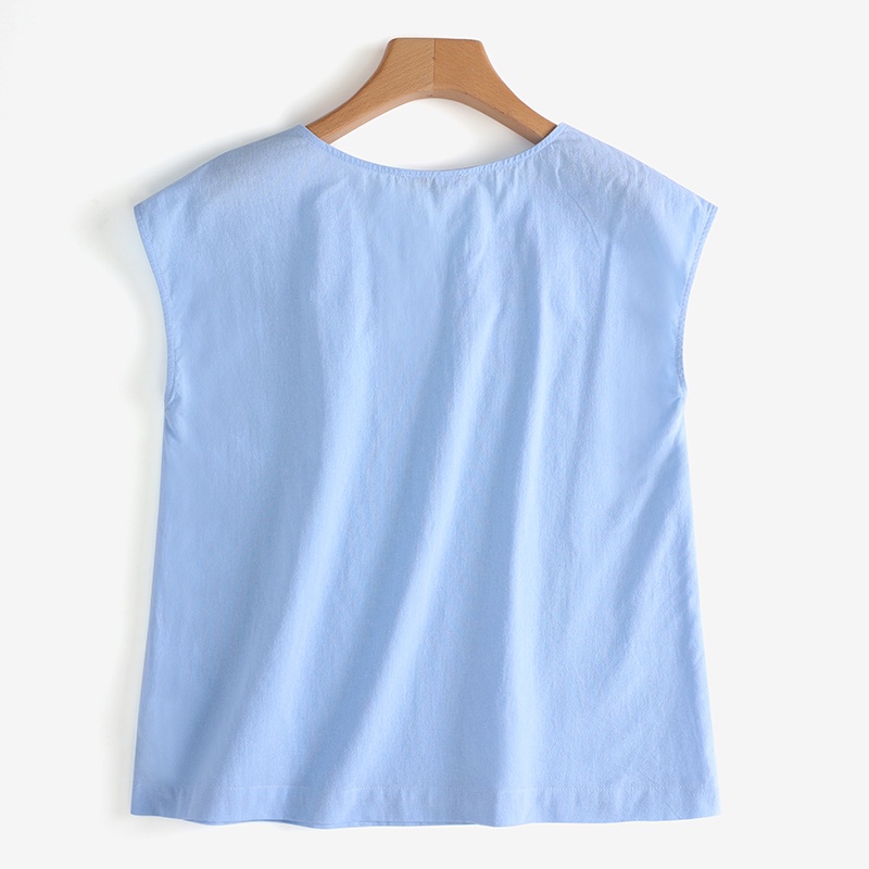 Áo nữ ZANZEA tay ngắn cổ V màu trơn đơn giản thời trang