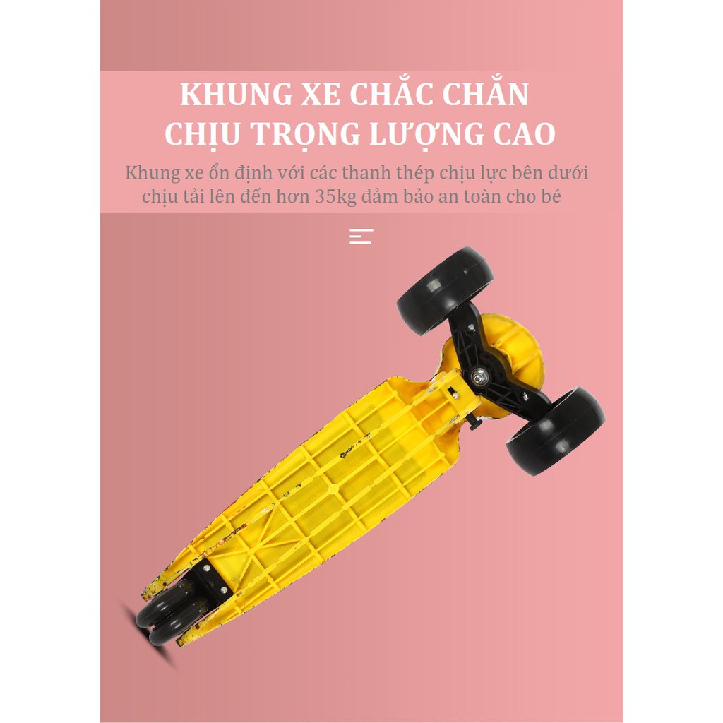 [Quà tặng] Xe scooter bánh to cao cấp có đèn và nhạc gấp gọn dành cho bé từ 2-8 tuổi