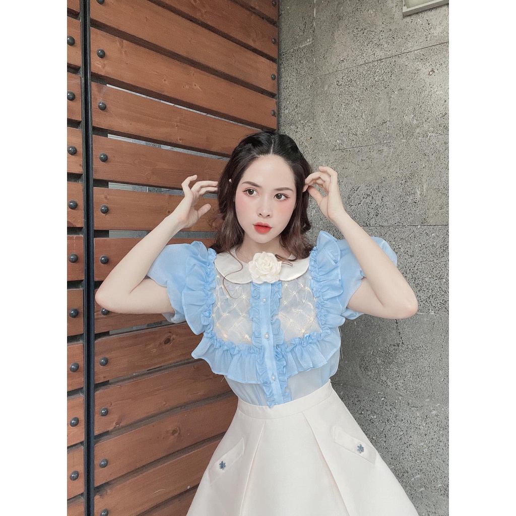 Áo  sơ mi   tiểu  thư dễ thương thiết kế cao cấp AMODA va002