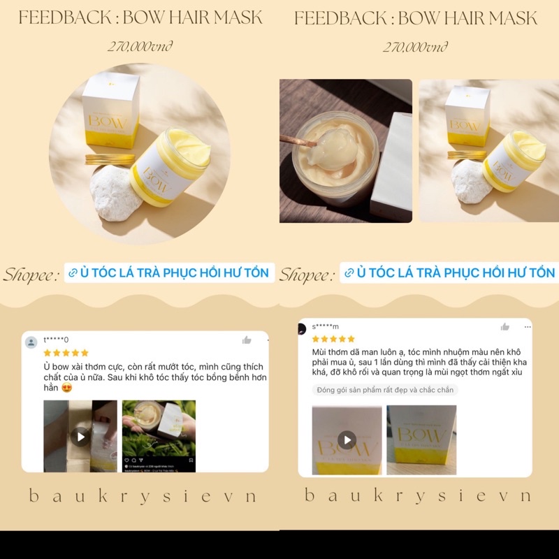 BOW Deep Repairing Hair Mask - Kem Ủ/ Hấp Tóc Lá Trà Thơm