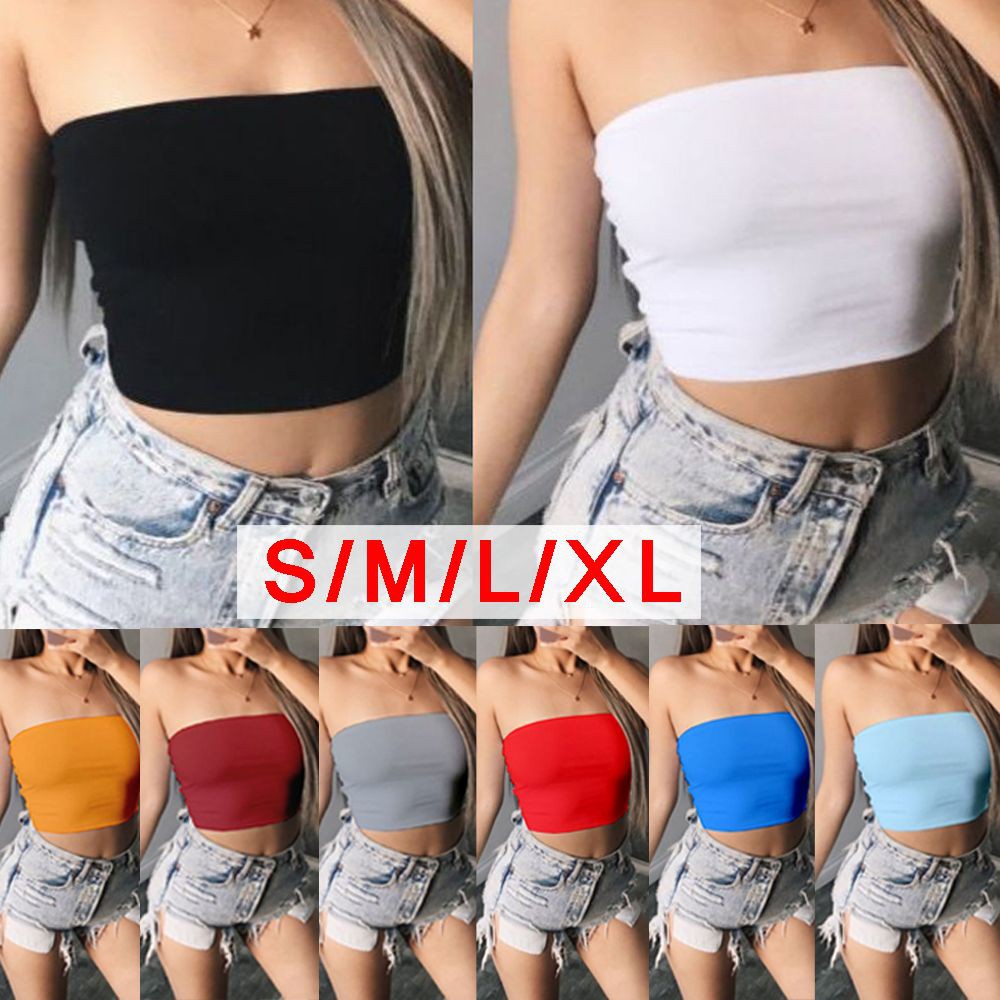 Áo Croptop Cúp Ngực Màu Sắc Quyến Rũ Cho Nữ