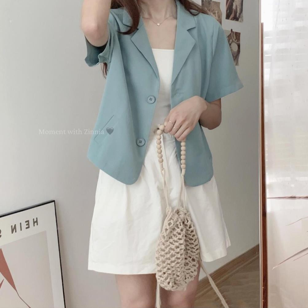 Áo blazer croptop A.231, Áo khoác cổ vest dáng ngắn bảng màu cực xinh (ảnh thật cuối - cúc giả gỗ)