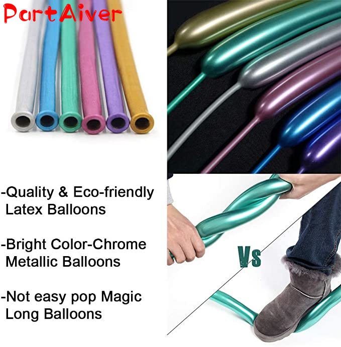 1pcs Bong bóng bay dáng dài màu kim loại có thể xoắn loại tạo kiểu