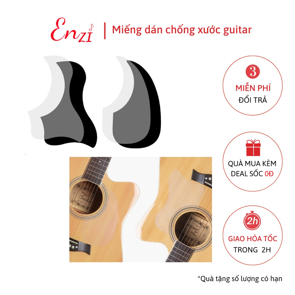 Miếng dán Cánh Chim Đen,Trắng và Hoa chống trầy xước cho đàn guitar acoustic, classic Enzi