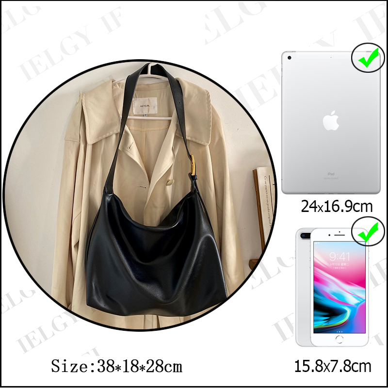 IELGY Korean Style casual large capacity black shoulder bag fpr Women