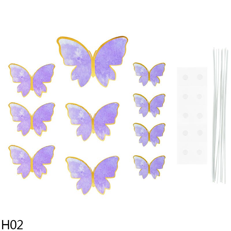Set 10 phụ kiện cắm trang trí bánh kem hình bướm màu vàng hồng xinh xắn