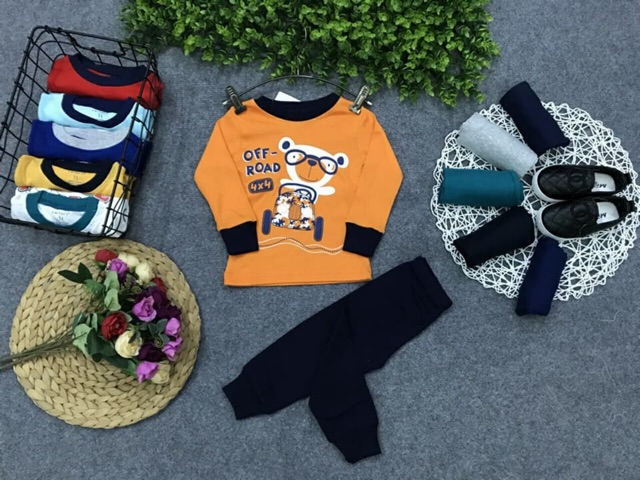 Bộ cotton len bé trai da cam 8-21 kg ( Hình thật )