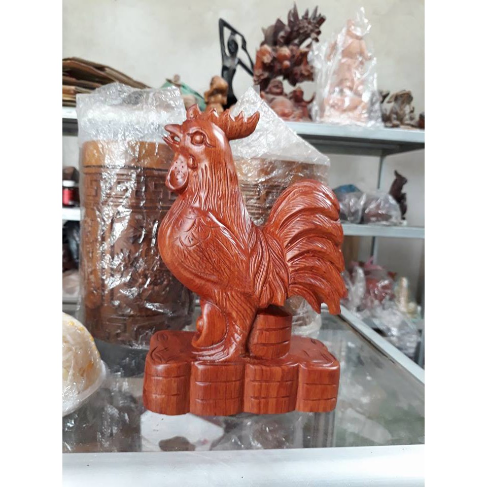 tượng gà gỗ hương
