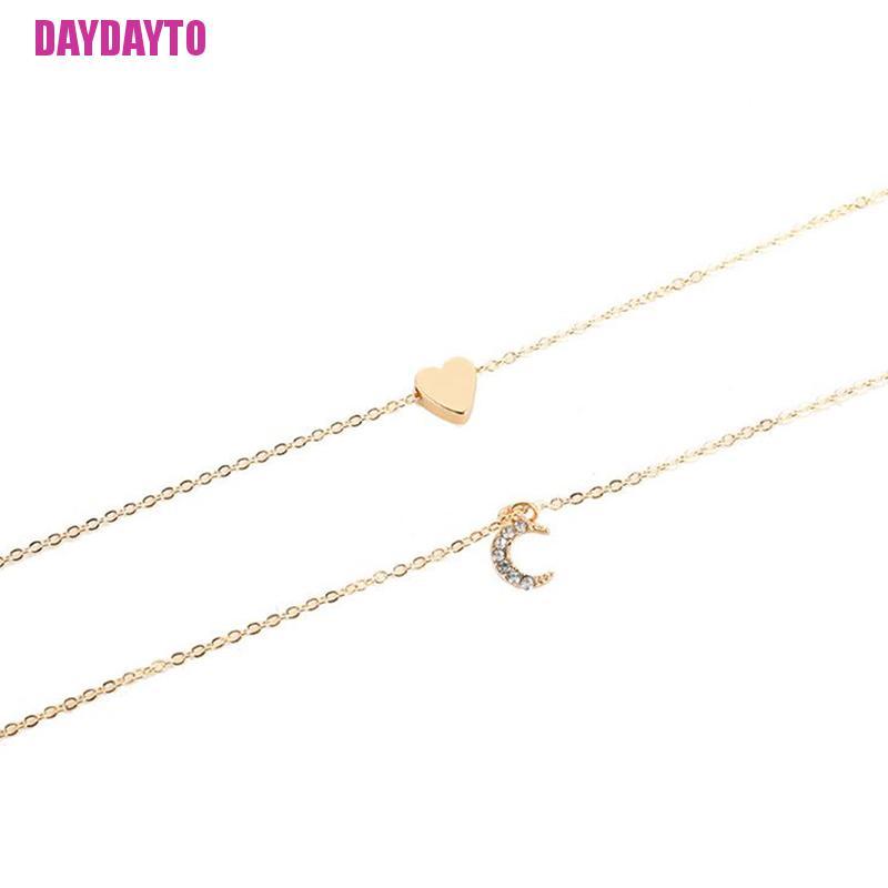 Vòng Cổ Choker Nhiều Lớp Họa Tiết Trái Tim / Mặt Trăng Thời Trang Cho Nữ