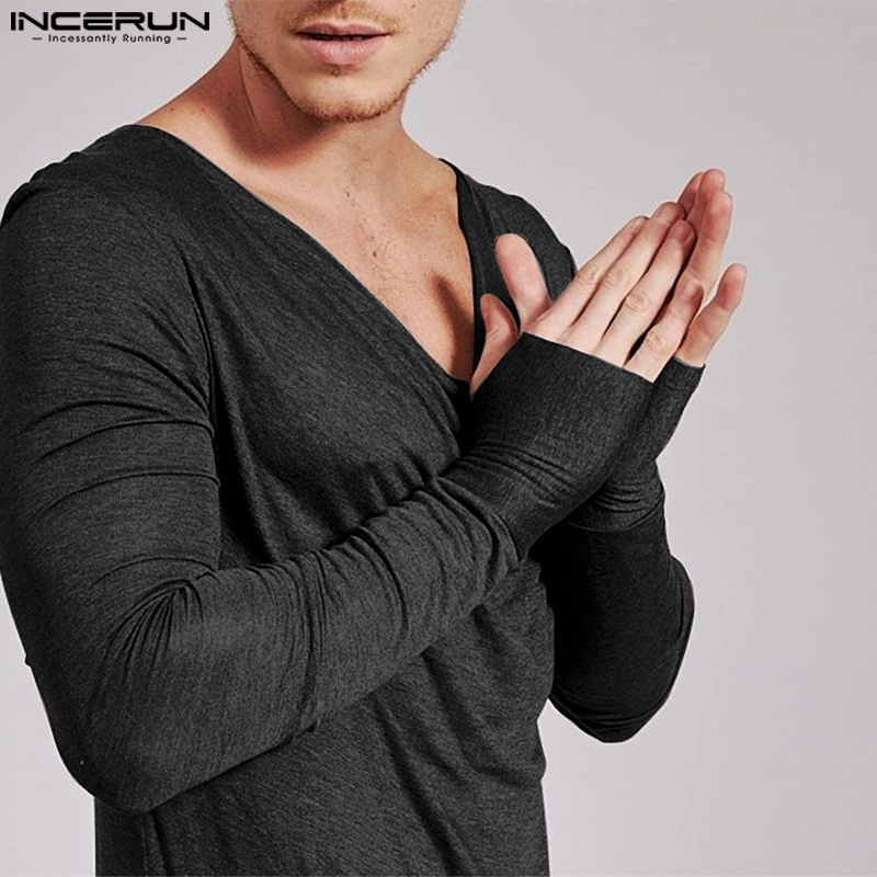 Áo sơ mi INCERUN tay dài dáng ôm phong cách cổ điển thời trang mùa thu cho nam