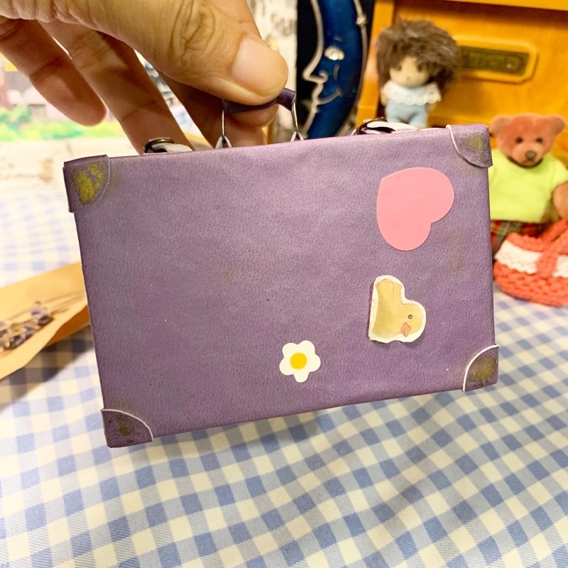 Vali da mini tím handmade đồ chơi decor dễ thương