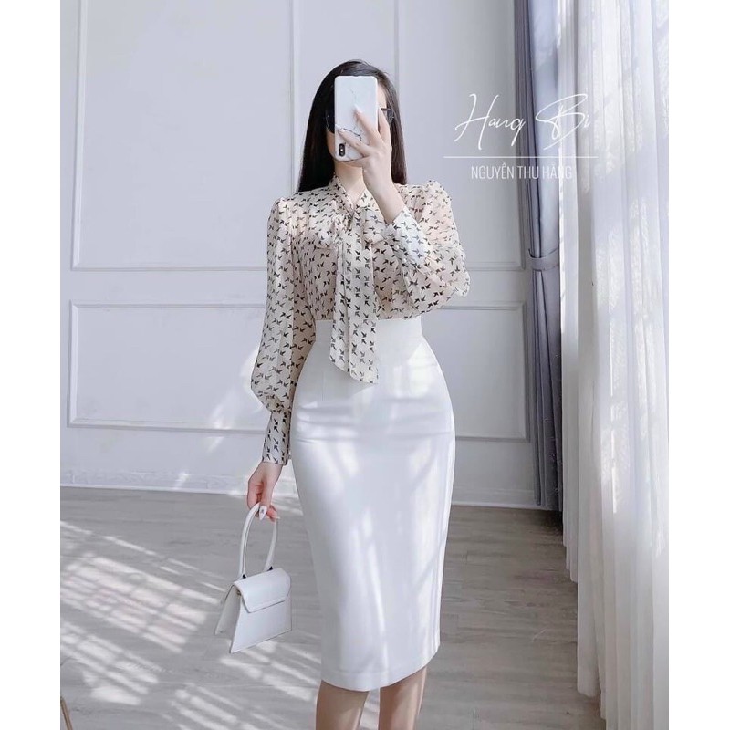 ⚡️SƠ MI VOAN⚡️Áo sư mi tơ xoan chất đẹp nơ trước học tiết