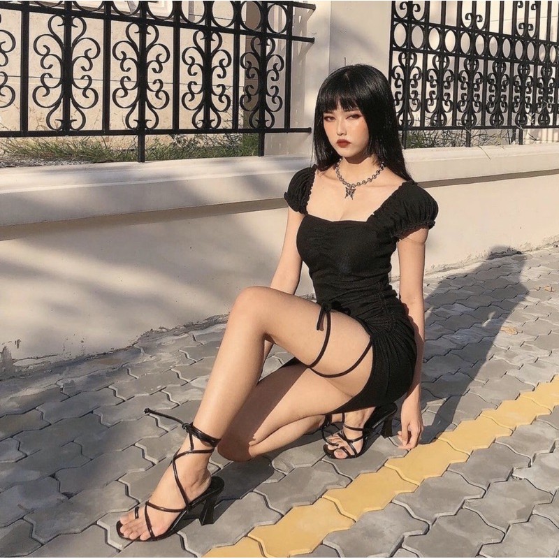 Đầm Body Thun Gân Ôm Dây Rút Mặc Được Nhiều Kiểu Sexy, Dự Tiệc,Đi Chơi, Đi Bar Sang Chảnh-2 màu | BigBuy360 - bigbuy360.vn