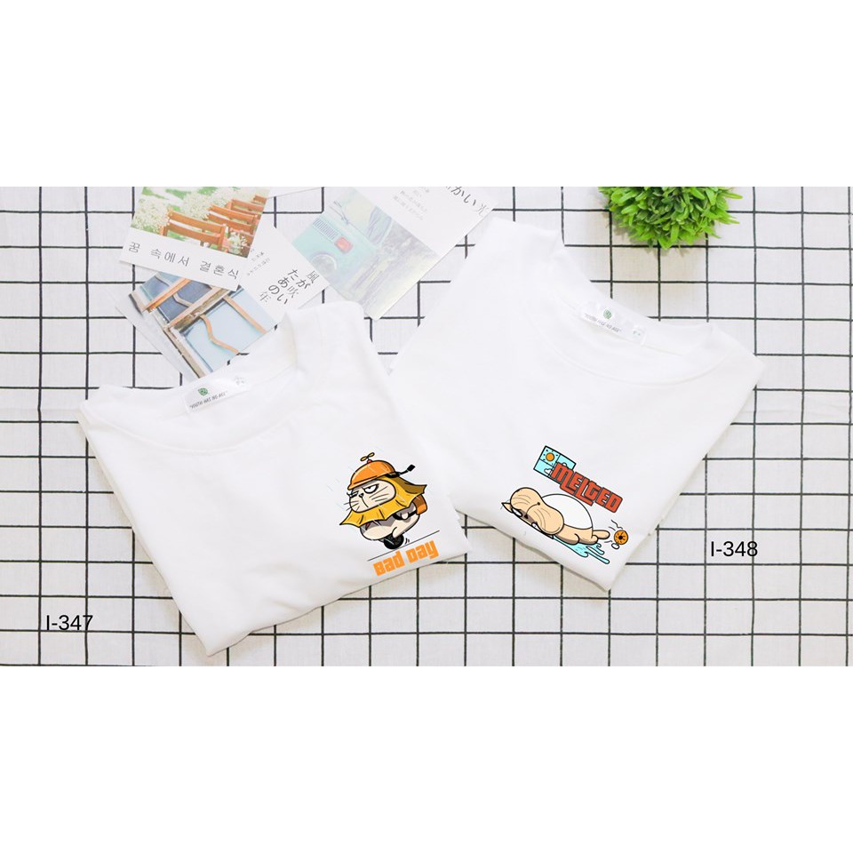 Áo Thun Nam Nữ Tay Lỡ Unisex Phông Trơn Oversize Form Rộng Basic Tee Hình logo mèo