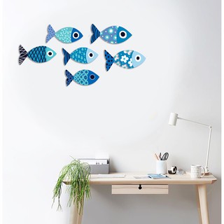 BỘ CÁ  TRANG TRÍ  TREO TƯỜNG BLUE FISH SET 6 CÁ - TRANH CÁ DECOR ( có ảnh thật)