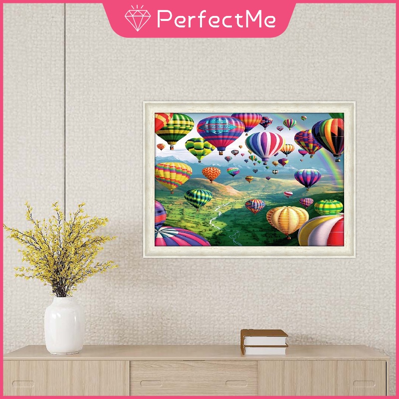 Bộ Tranh Đính Đá 5D Tự Làm Hình Khinh Khí Cầu 40x30cm Trang Trí Nhà Cửa