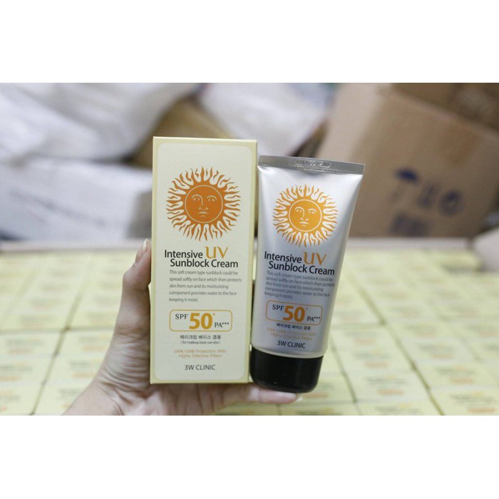 Kem chống nắng 3w Clinic Intensive UV Sunblock Cream SPF 50 Pa+++ - Hàn Quốc