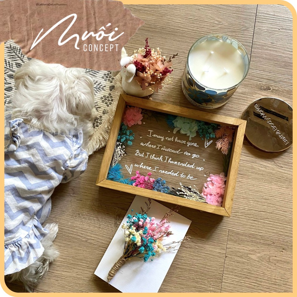 ᴍᴜốɪ ᴄᴏɴᴄᴇᴘᴛ | Tranh hoa khô - Mẫu chữ nhật Đính dày hoa quanh viền Rừng hoa