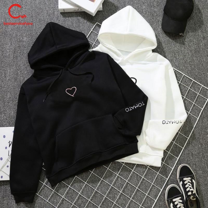 1 Áo Hoodies Tay Dài Hoạ Tiết Trái Tim Thời Trang Mùa Thu