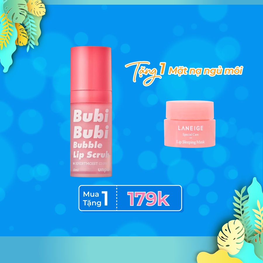 Gel tẩy da chết môi sủi bọt Bubi Bubi Lip - Tặng 1 Mặt Nạ Ngủ Môi Langie