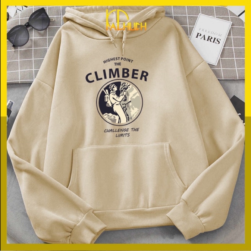 Áo hoodie unisex Climber chất liệu vải nỉ bông