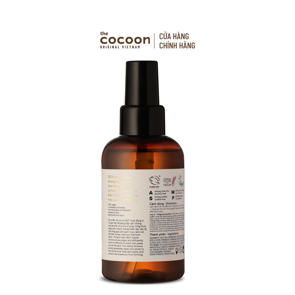 Xịt thâm mụn lưng bí đao Cocoon 140ml