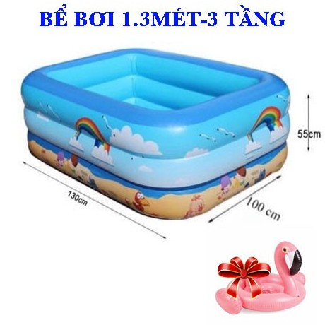 [FREESHIP❤️]BỂ BƠI PHAO BƠI CHỮ NHẬT 1,3M 3 TẦNG CHO BÉ