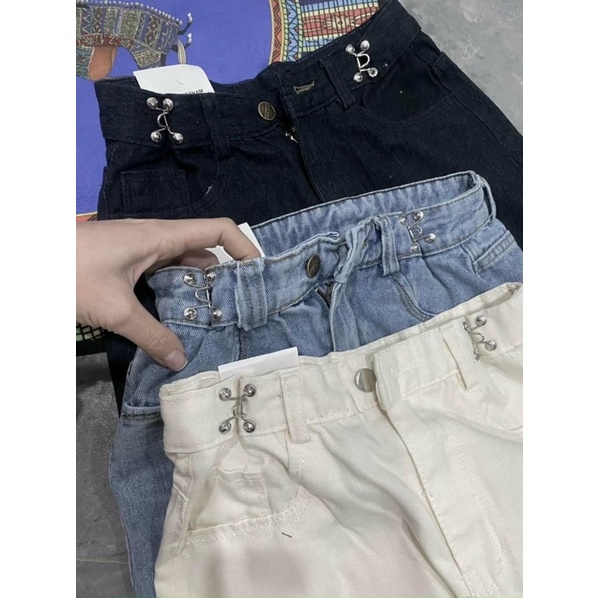 Quần jeans ống rộng cài eo hot 2022 ( 3 màu đen, trắng, xanh )