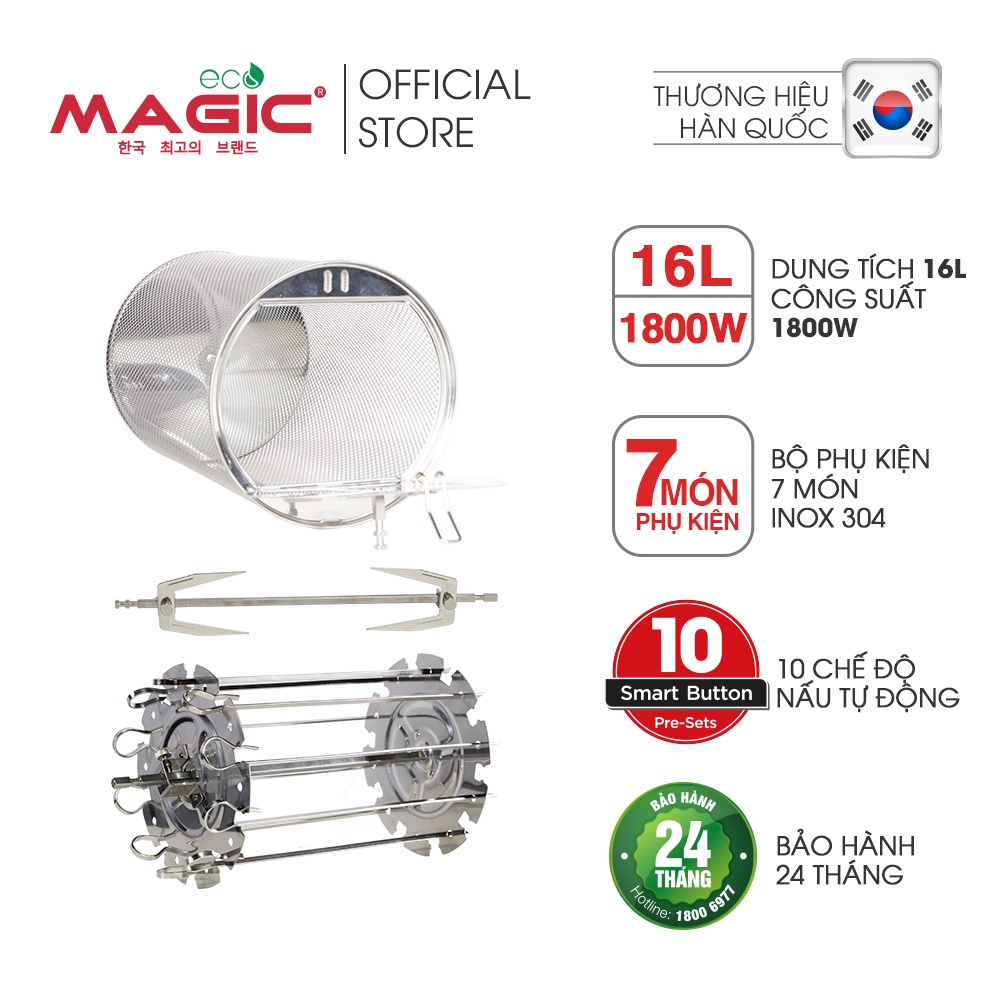 Nồi chiên không dầu kết hợp lò nướng Magic Eco M16, dung tích 16L