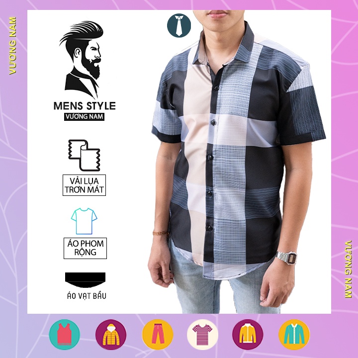 Áo sơ mi nam trung niên kẻ sọc form rộng ngắn tay VN09E