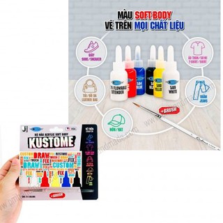 Bộ 6 màu acrylic soft body kustom kèm cọ