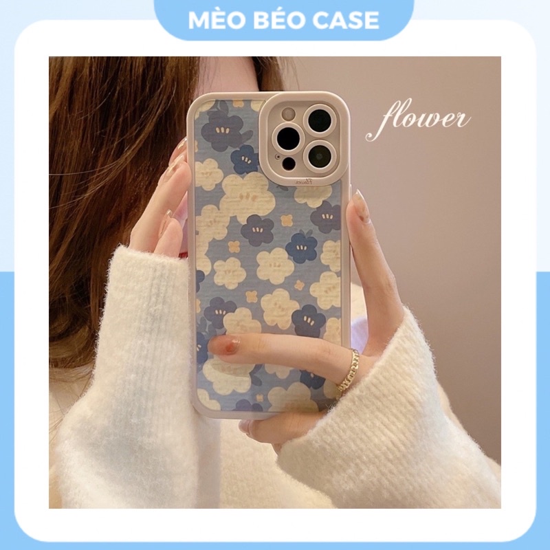 (SIÊU RẺ) Ốp lưng iphone Hoạ tiết hoa nền xanh viền bảo vệ cam 7plus/8/8plus/x/xr/xs/11/12/13/pro/max/plus/promax