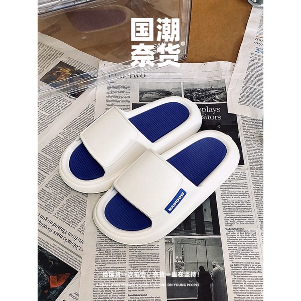 Dép Ulzzang LOẠI 1 - Dép quai ngang nam nữ cao su phối trắng xanh đen chuẩn hàng