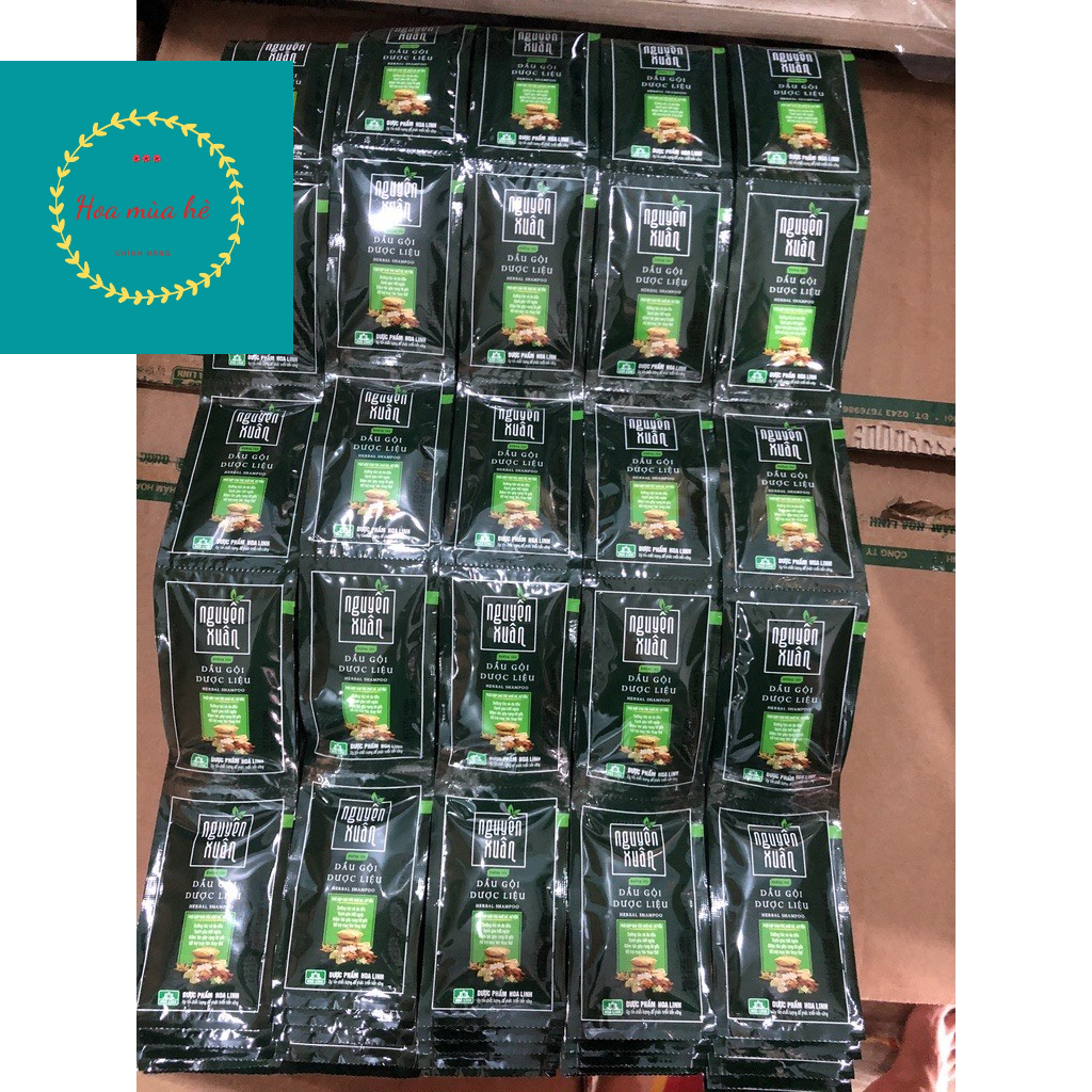 combo 5 dây dầu gội dược liệu nguyên xuân xanh lá ( dây 10 gói )