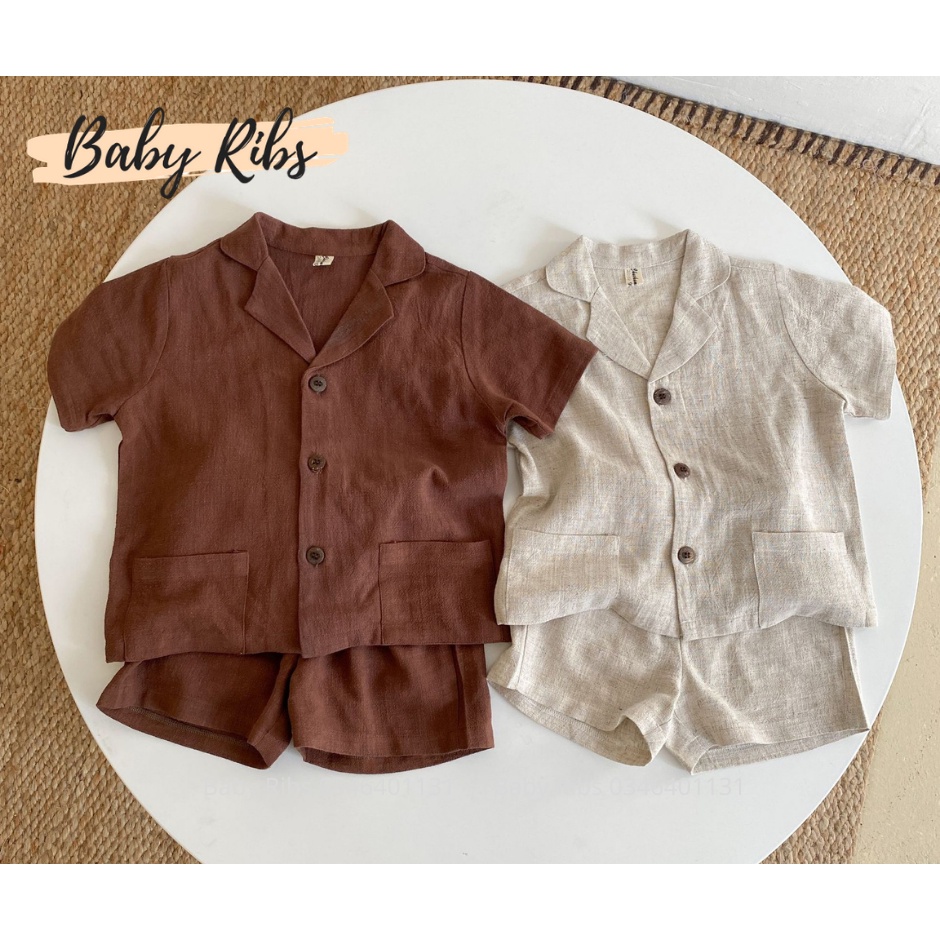 Set vest cộc tay cho bé - Chất liệu linen cao cấp phong cách Hàn Quốc 2021