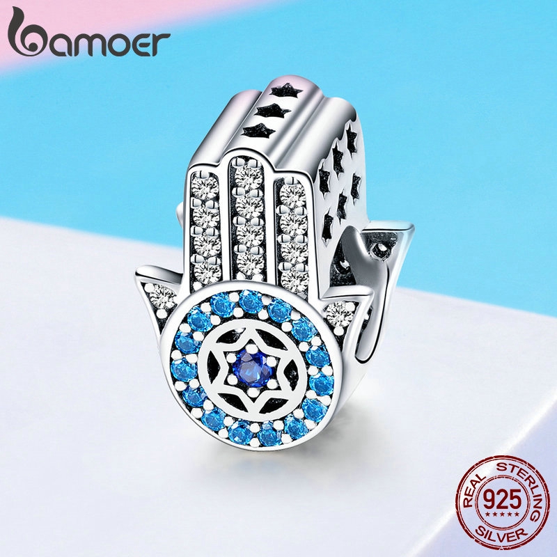 Hạt Charm Bamoer SCC721 bạc 925 Hình Biểu Tượng May Mắn Đính Đá Giả Trang Trí Đồ Trang Sức DIY