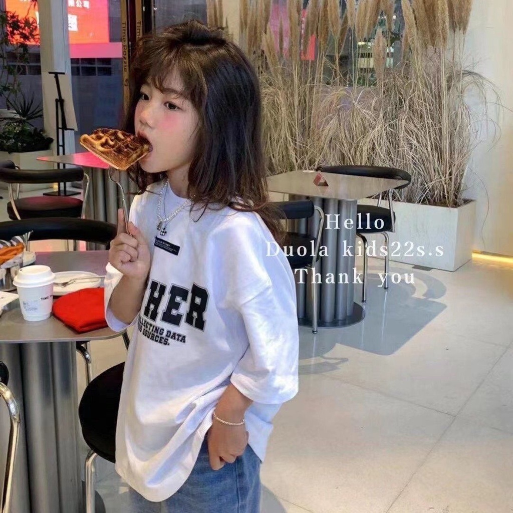 Áo Thun Cotton Tay Ngắn Phong Cách Hàn Quốc Thời Trang Mùa Hè Hàng Mới Dành Cho Bé Gái 2022