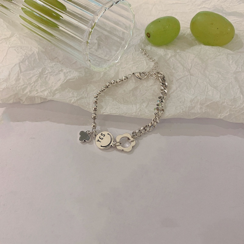 Vòng Tay Dây Xích Mặt Hoa Mặt Cười Đơn Giản Thời Trang Phong Cách Hàn Quốc Cho Nữ