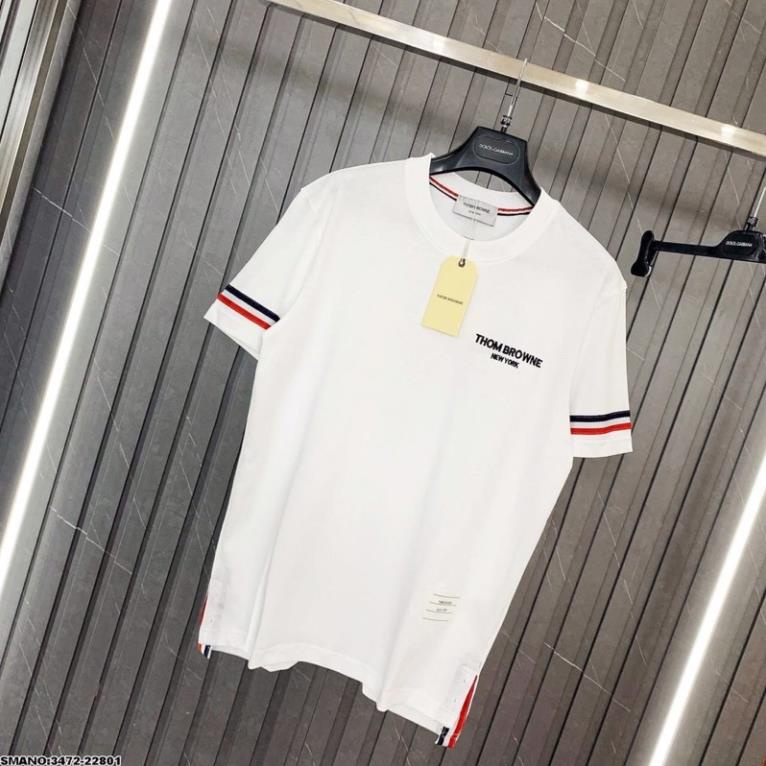 Áo Thun Nam Thom Viền Trắng Đỏ Siêu Hot - Áo Phông Nam Thom Chữ Trước Ngực Siêu Đẹp