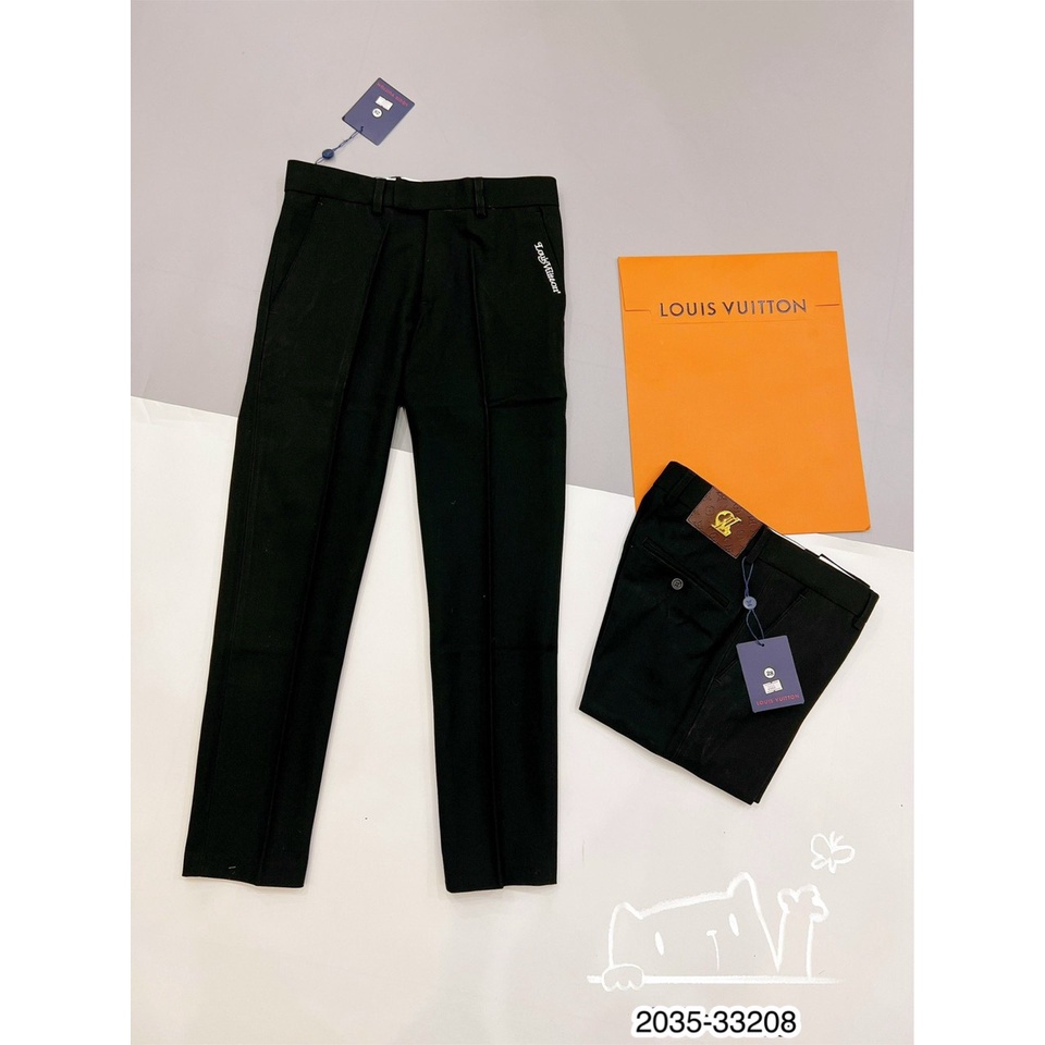 [Sẵn Hàng] Quần âu Nam Hàn Quốc trơn thêu chữ LV hàng Spf - Quần âu đen trơn nam Cao Cấp