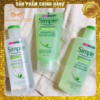 Combo làm sạch simple tẩy trang + sữa rửa mặt + nước hoa hồng