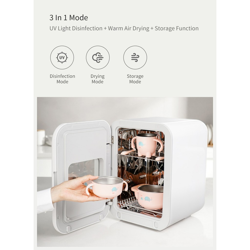 ]Máy Tiệt Trùng Bình Sữa Đồ Ăn Dặm - Sấy Khô UV Xiaolang - 2 Bóng Philips UV khử trùng và Ozone khử mùi