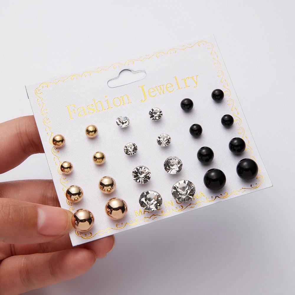 Set hoa tai đính ngọc trai nhân tạo lấp lánh thời trang